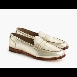 Jcrew Ryan Penny Loafers in Metallic Leather